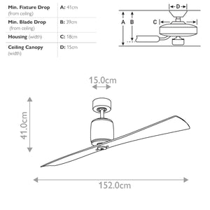 Kichler Ceiling Fan Ferron - 60in / 152cm Fan - Polished Nickel part Number = KLF-FERRON-60-PN