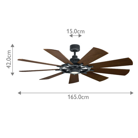 Kichler Ceiling Fan Gentry - 65in / 165cm Fan - Weathered Zinc part Number = KLF-GENTRY-65-WZ
