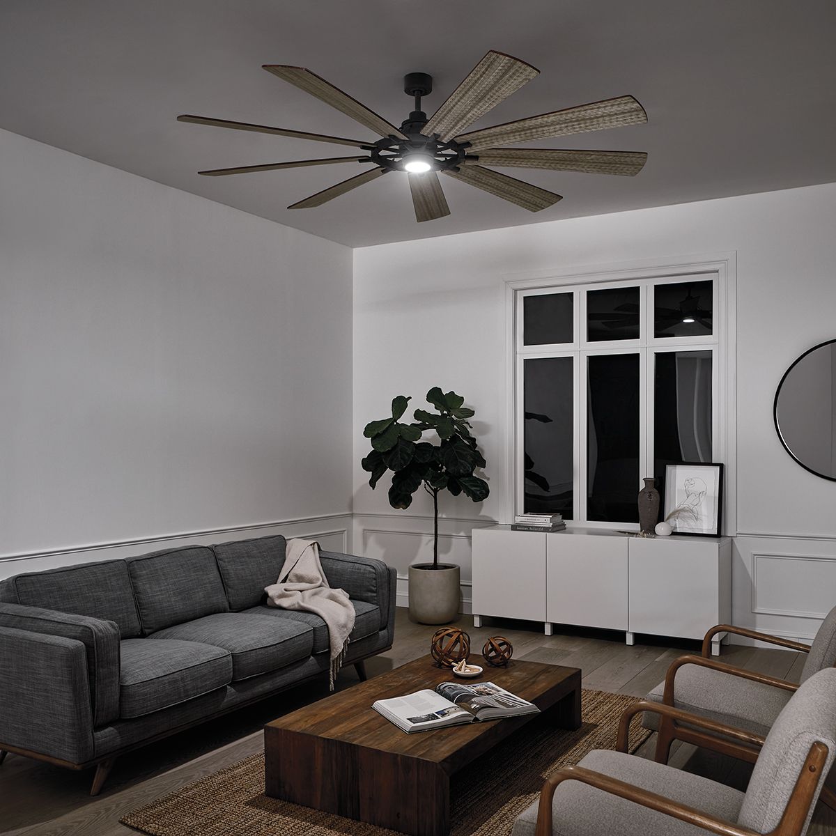 Kichler Ceiling Fan Gentry XL - 85in / 216cm Fan - Weathered Zinc part Number = KLF-GENTRY-85-WZ