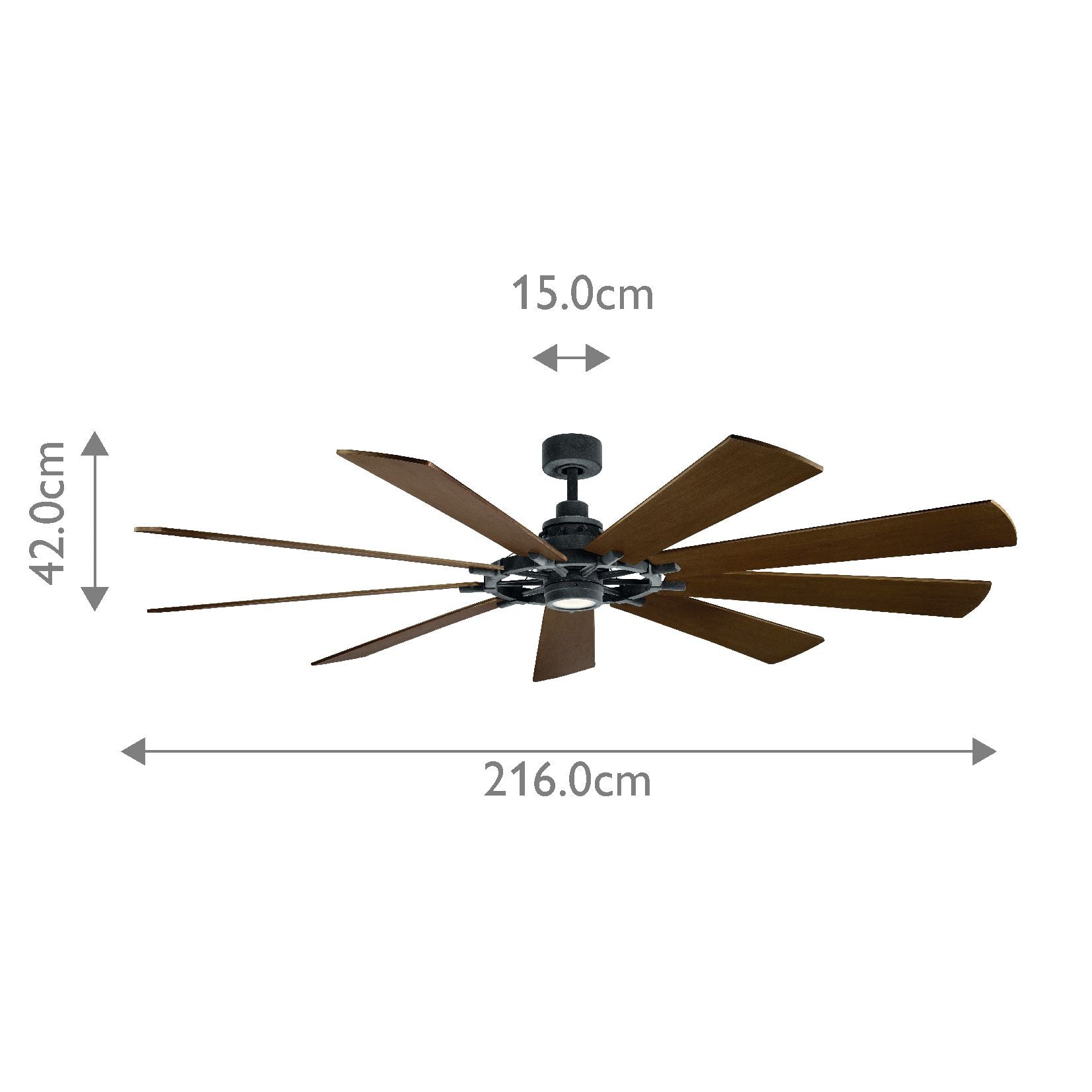 Kichler Ceiling Fan Gentry XL - 85in / 216cm Fan - Weathered Zinc part Number = KLF-GENTRY-85-WZ