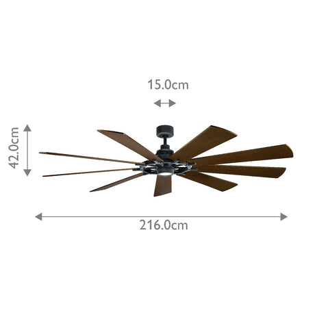 Kichler Ceiling Fan Gentry XL - 85in / 216cm Fan - Weathered Zinc part Number = KLF-GENTRY-85-WZ