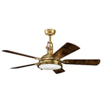 Kichler Ceiling Fan Hatteras Bay - 56in / 142cm Fan - Burnished Antique Brass part Number = KLF-HATTERAS-BAY-56-BAB