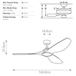 Kichler Ceiling Fan Imari - 65in / 165cm Fan - Satin Black part Number = KLF-IMARI-65-SBK