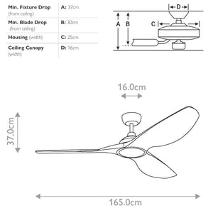 Kichler Ceiling Fan Imari - 65in / 165cm Fan - Satin Black part Number = KLF-IMARI-65-SBK