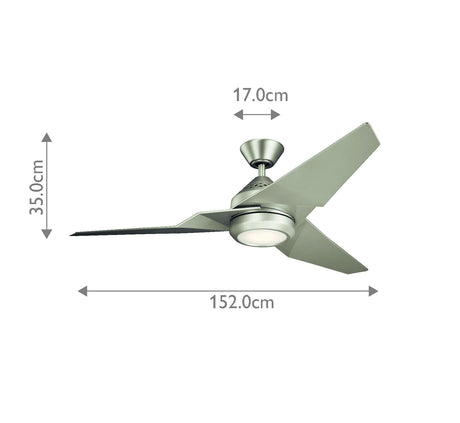 Kichler Ceiling Fan Jade - 60in / 152cm Fan - Brushed Nickel part Number = KLF-JADE-60-BN