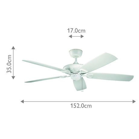 Kichler Ceiling Fan Kevlar - 60in / 152cm Fan - Matte White part Number = KLF-KEVLAR-60-WHT