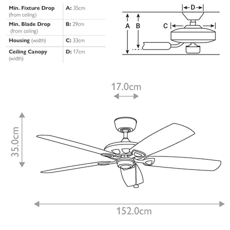 Kichler Ceiling Fan Kevlar - 60in / 152cm Fan - Matte White part Number = KLF-KEVLAR-60-WHT