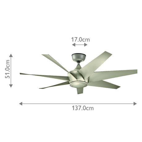 Kichler Ceiling Fan Lehr II - 54in / 137cm Fan - Antique Satin Silver part Number = KLF-LEHR2-54-AS