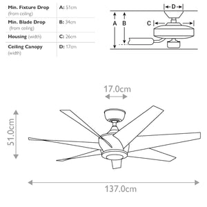 Kichler Ceiling Fan Lehr II - 54in / 137cm Fan - Antique Satin Silver part Number = KLF-LEHR2-54-AS
