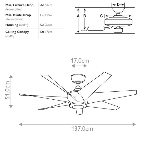 Kichler Ceiling Fan Lehr II - 54in / 137cm Fan - Antique Satin Silver part Number = KLF-LEHR2-54-AS