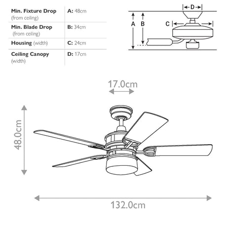 Kichler Ceiling Fan Lyndon Patio - 52in / 132cm Fan - Olde Bronze part Number = KLF-LYNDON-52-OZ