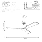 Kichler Ceiling Fan Ridley II - 52in / 132cm Fan - Natural Brass part Number = KLF-RIDLEY2-52-NB