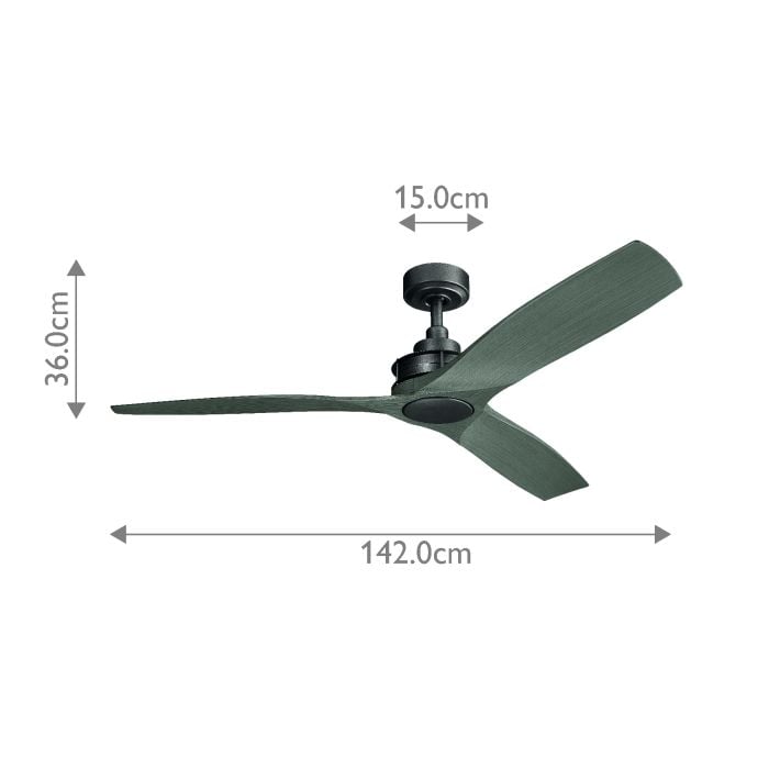 Kichler Ceiling Fan Ried - 56in / 142cm Fan - Anvil Iron part Number = KLF-RIED-56-AVI