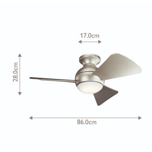 Kichler Ceiling Fan Sola - 34in / 86cm Fan - Brushed Nickel part Number = KLF-SOLA-34-BN