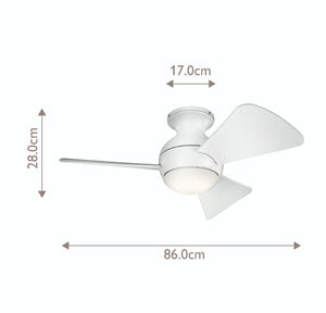Kichler Ceiling Fan Sola - 34in / 86cm Fan - Matte White part Number = KLF-SOLA-34-WHT