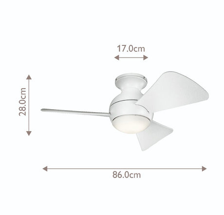 Kichler Ceiling Fan Sola - 34in / 86cm Fan - Matte White part Number = KLF-SOLA-34-WHT