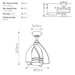 Kichler Ceiling Fan Terna - 15in / 38cm Fan - Brushed Nickel part Number = KLF-TERNA-15-BN