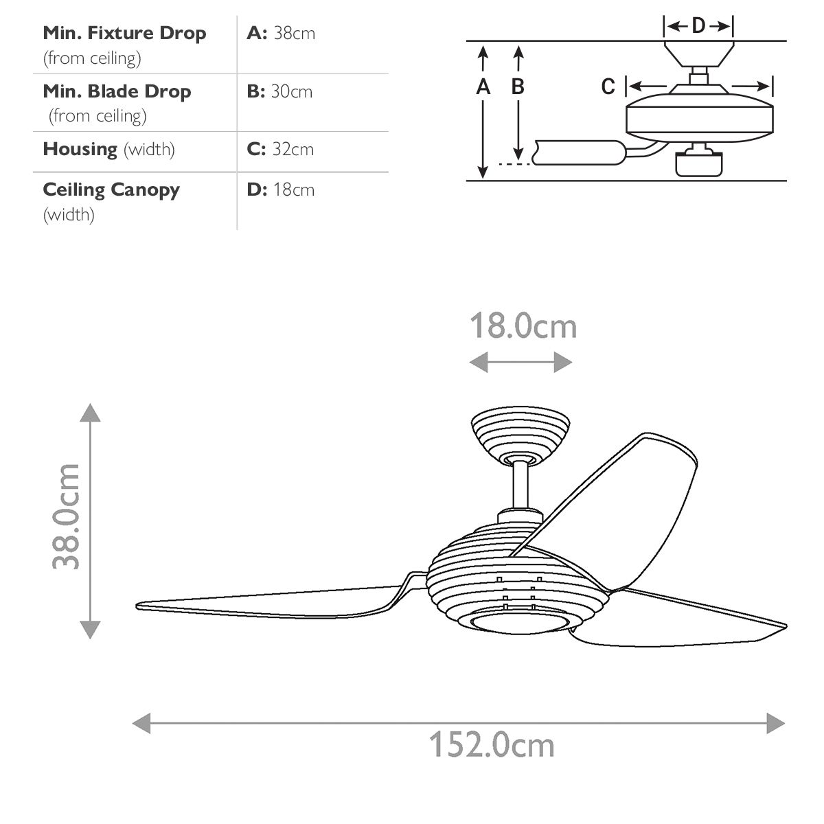 Kichler Ceiling Fan Voya - 60in / 152cm Fan - Brushed Stainless Steel part Number = KLF-VOYA-60-BS