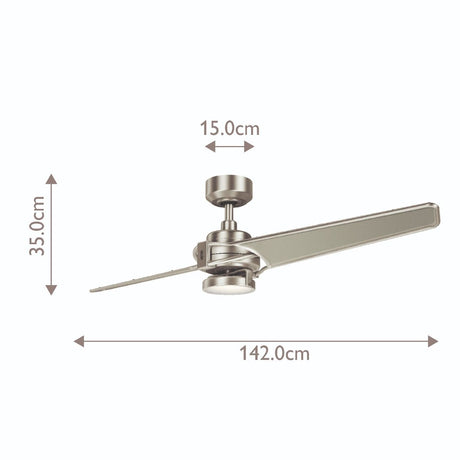 Kichler Ceiling Fan Xety - 56in / 142cm Fan - Brushed Nickel part Number = KLF-XETY-56-BN