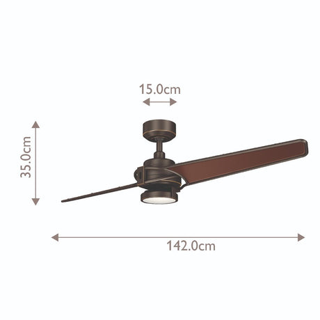 Kichler Ceiling Fan Xety - 56in / 142cm Fan - Olde Bronze part Number = KLF-XETY-56-OZ