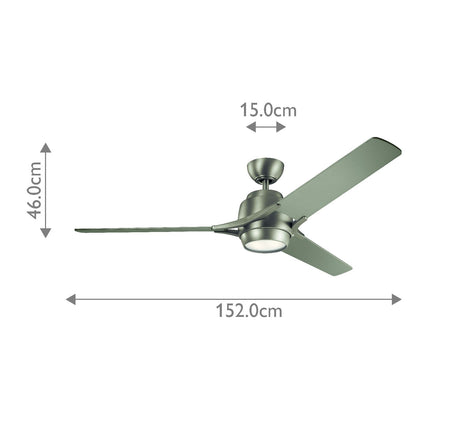 Kichler Ceiling Fan Zeus - 60in / 152cm Fan - Brushed Nickel part Number = KLF-ZEUS-60-BN