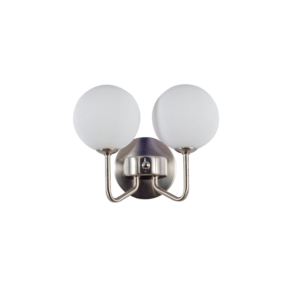 Magnalux Lando 2 Light Wall Light Satin Chrome with Opal Ball Part Number - LAN02SC