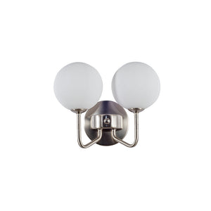 Magnalux Lando 2 Light Wall Light Satin Chrome with Opal Ball Part Number - LAN02SC