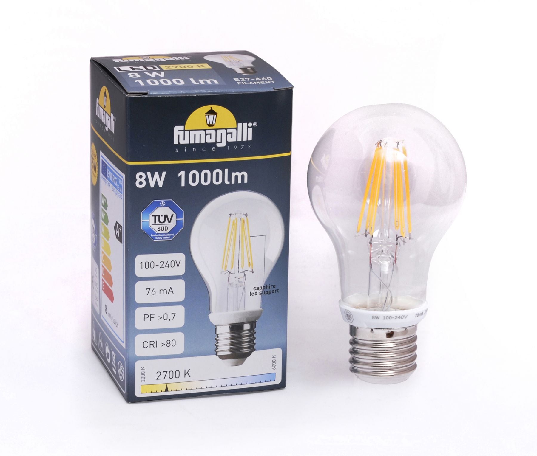 Magnalux E27 8W LED 2.7K Bulb Part Number - H2.LED.FIL.3K