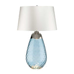 Elstead Lighting Table Lamp from the Lena - Blue range. Lena 2 Light Large Blue Table Lamp with Off-white Shade Product Code = LENA-TL-L-BLUE-OWSS