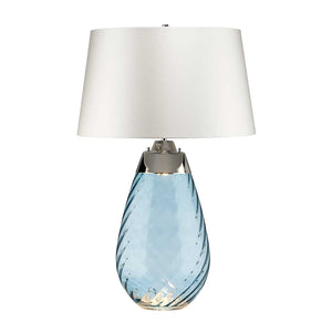 Elstead Lighting Table Lamp from the Lena - Blue range. Lena 2 Light Large Blue Table Lamp with Off-white Shade Product Code = LENA-TL-L-BLUE-OWSS