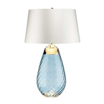 Elstead Lighting Table Lamp from the Lena - Blue range. Lena 2 Light Large Blue Table Lamp with Off-white Shade Product Code = LENA-TL-L-BLUE-OWSS