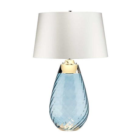 Elstead Lighting Table Lamp from the Lena - Blue range. Lena 2 Light Large Blue Table Lamp with Off-white Shade Product Code = LENA-TL-L-BLUE-OWSS