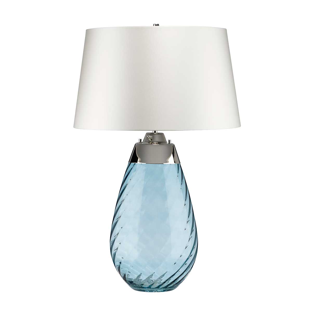 Elstead Lighting Table Lamp from the Lena - Blue range. Lena 2 Light Large Blue Table Lamp with Off-white Shade Product Code = LENA-TL-L-BLUE-OWSS