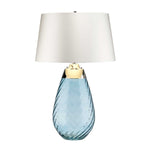 Elstead Lighting Table Lamp from the Lena - Blue range. Lena 2 Light Large Blue Table Lamp with Off-white Shade Product Code = LENA-TL-L-BLUE-OWSS
