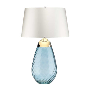 Elstead Lighting Table Lamp from the Lena - Blue range. Lena 2 Light Large Blue Table Lamp with Off-white Shade Product Code = LENA-TL-L-BLUE-OWSS