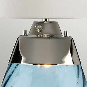 Elstead Lighting Table Lamp from the Lena - Blue range. Lena 2 Light Large Blue Table Lamp with Off-white Shade Product Code = LENA-TL-L-BLUE-OWSS