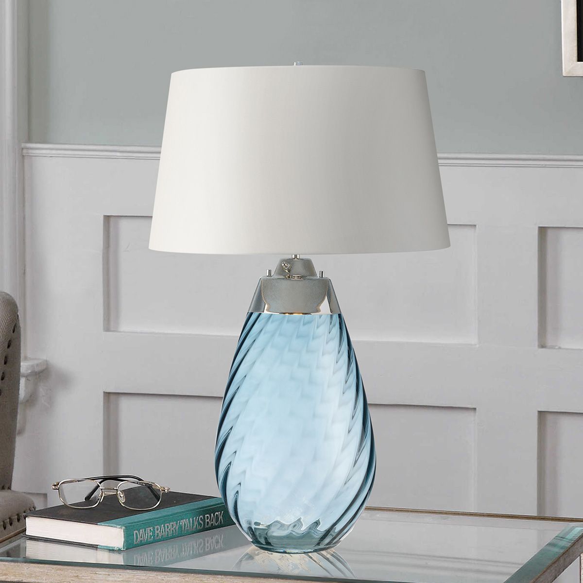 Elstead Lighting Table Lamp from the Lena - Blue range. Lena 2 Light Large Blue Table Lamp with – SKU LENA-TL-L-BLUE-OWSS