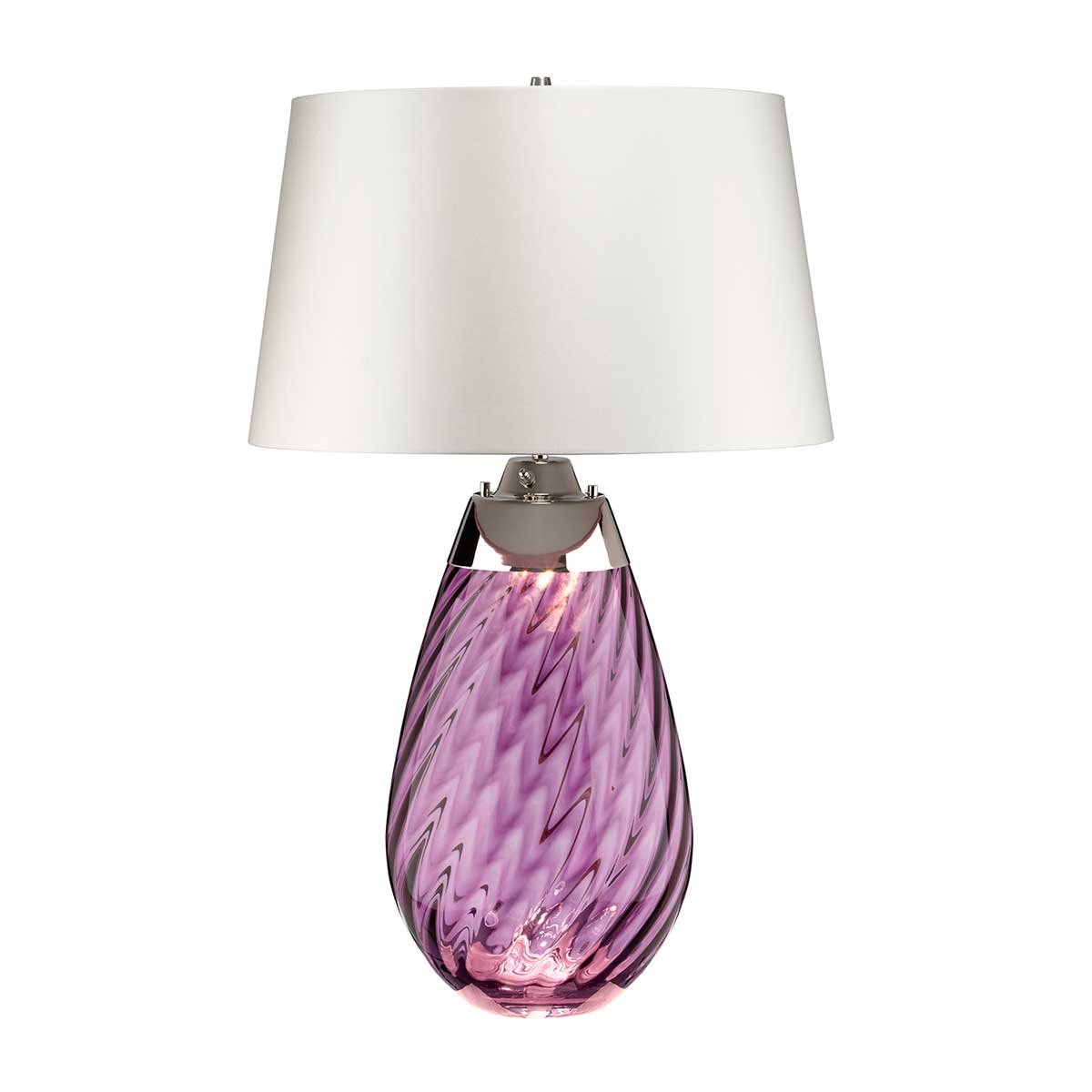 Elstead Lighting Table Lamp from the Lena - Plum range. Lena 2 Light Large Plum Table Lamp with Off-white Shade Product Code = LENA-TL-L-PLUM-OWSS
