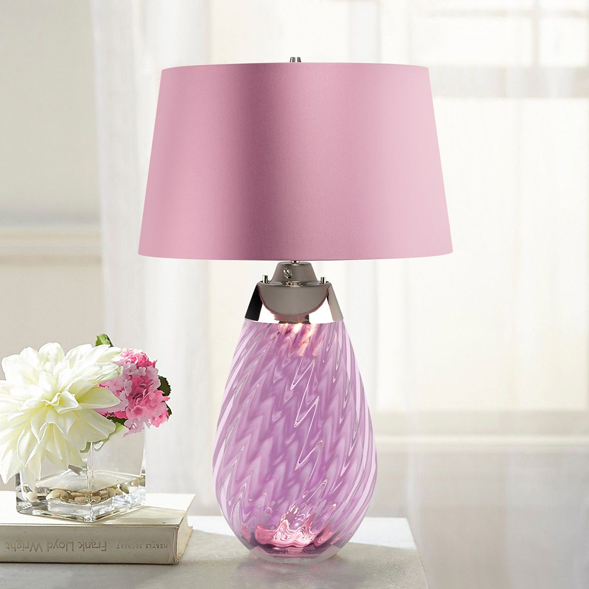 Elstead Lighting Table Lamp from the Lena - Plum range. Lena 2 Light Large Plum Table Lamp – SKU LENA-TL-L-PLUM