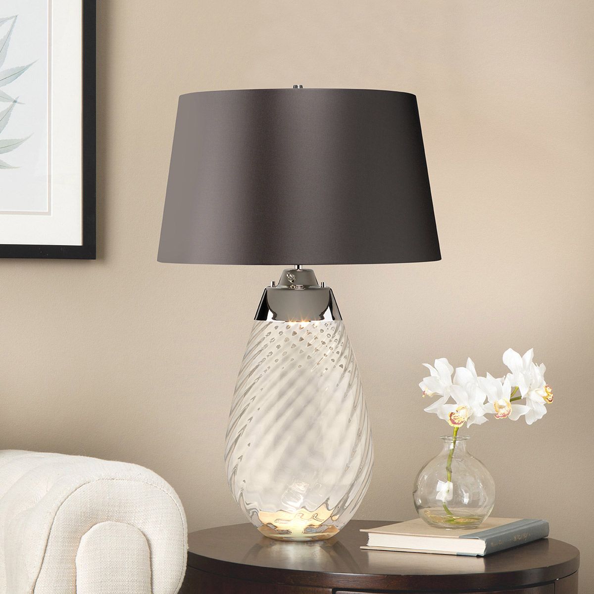 Elstead Lighting Table Lamp from the Lena - Smoke range. Lena 2 Light Large Smoke Table Lamp – SKU LENA-TL-L-SMOKE
