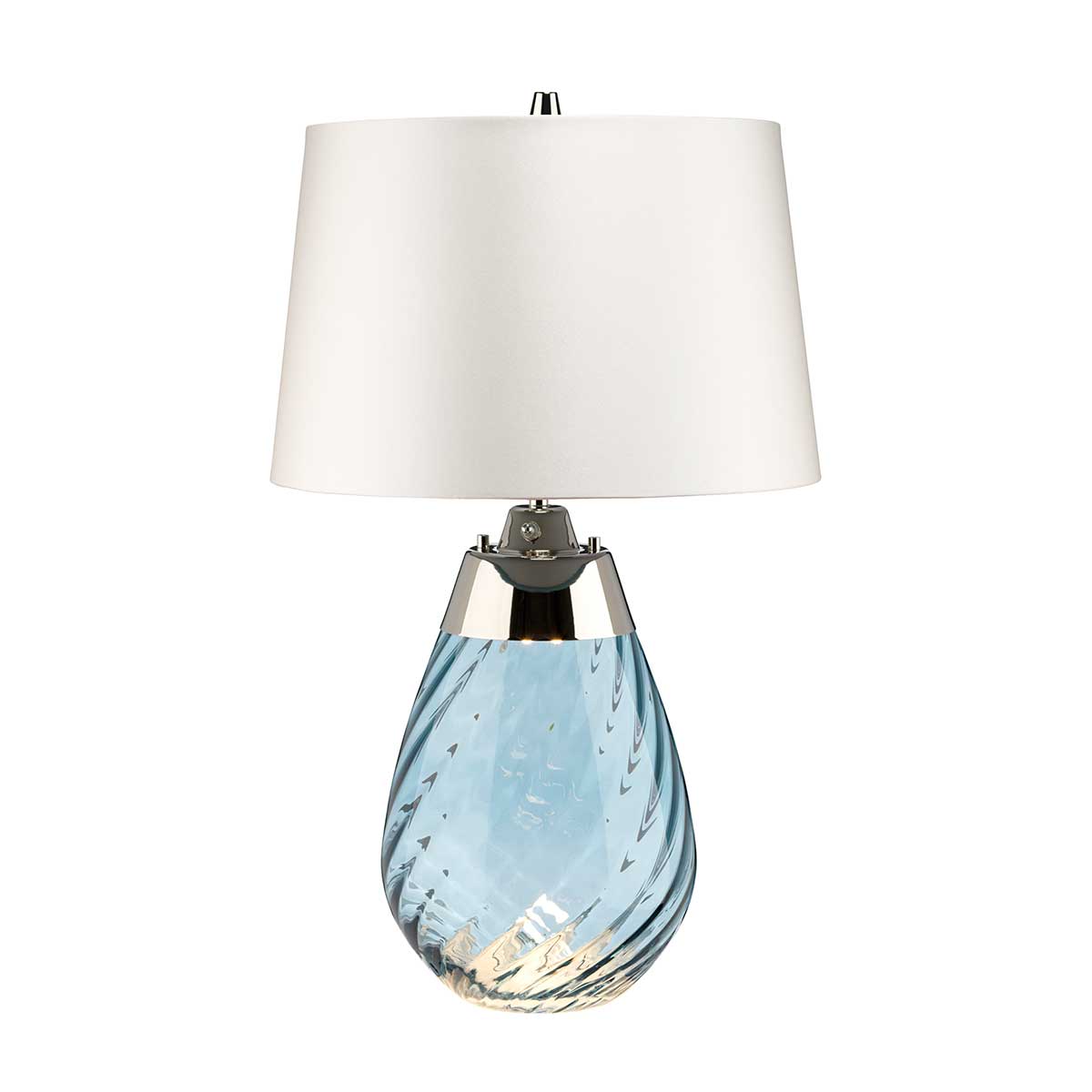 Elstead Lighting Table Lamp from the Lena - Blue range. Lena 2 Light Small Blue Table Lamp  with Off-white Shade Product Code = LENA-TL-S-BLUE-OWSS