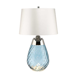 Elstead Lighting Table Lamp from the Lena - Blue range. Lena 2 Light Small Blue Table Lamp  with Off-white Shade Product Code = LENA-TL-S-BLUE-OWSS