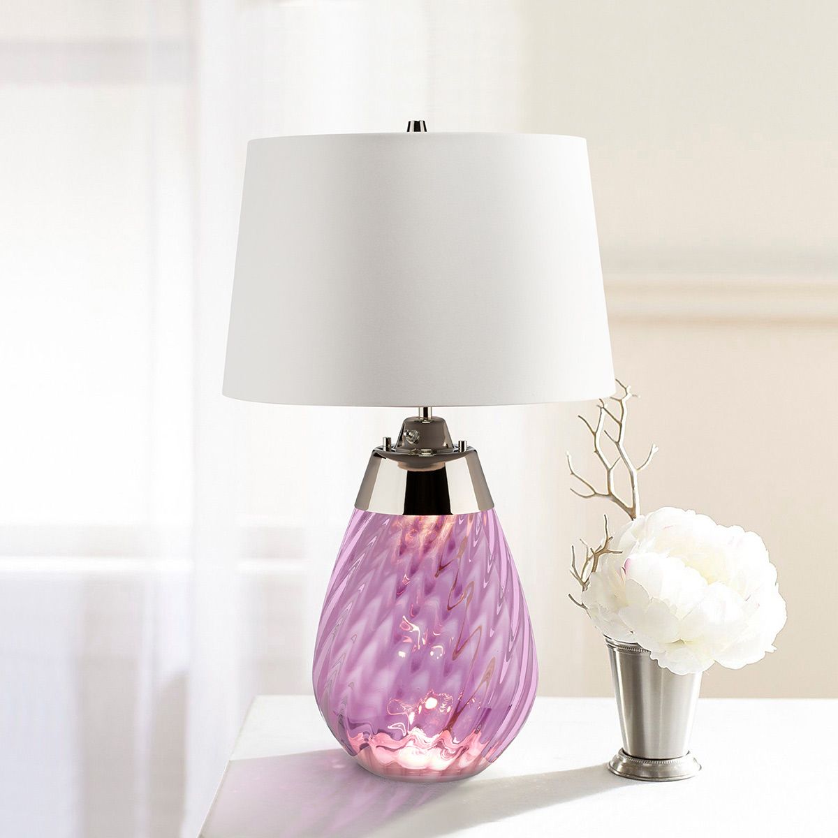Elstead Lighting Table Lamp from the Lena - Plum range. Lena 2 Light Small Plum Table Lamp with – SKU LENA-TL-S-PLUM-OWSS
