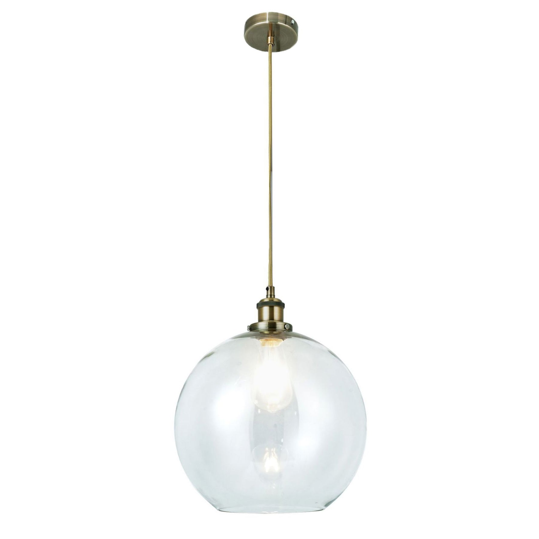 Magnalux Lewis 1 Light Medium Glass Ball Pendant Antique Brass Part Number - LEW01ABM