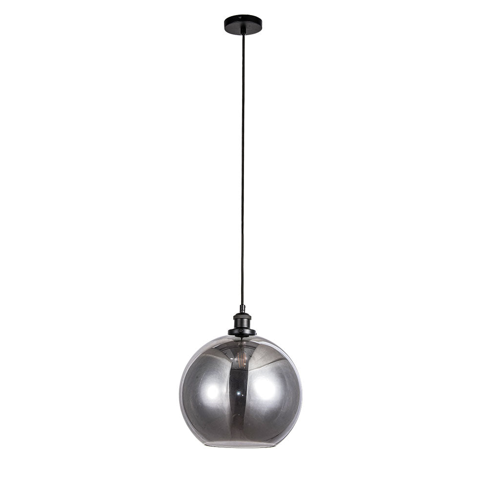Magnalux Lewis 1 Light Medium Glass Ball Pendant Matt Black Part Number - LEW01BLM