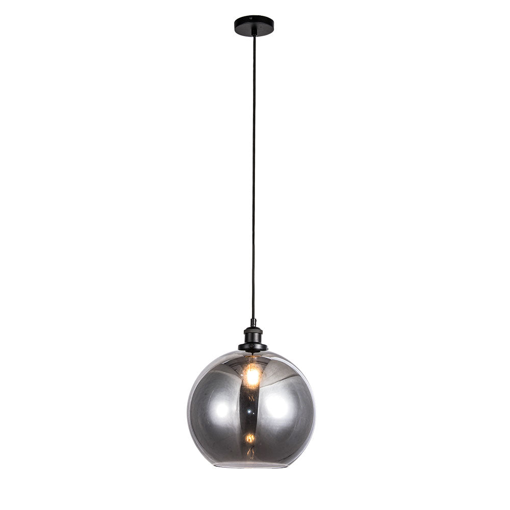 Magnalux Lewis 1 Light Medium Glass Ball Pendant Matt Black Part Number - LEW01BLM