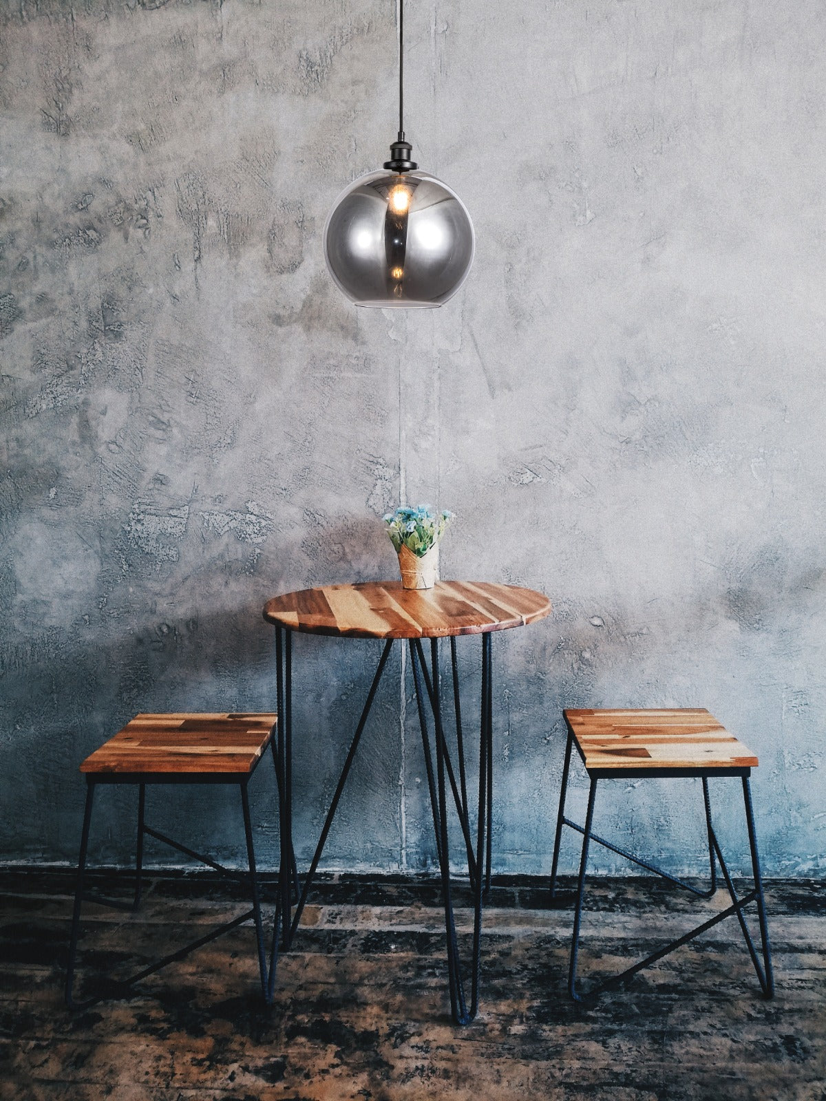 Magnalux Lewis 1 Light Medium Glass Ball Pendant Matt Black Part Number - LEW01BLM