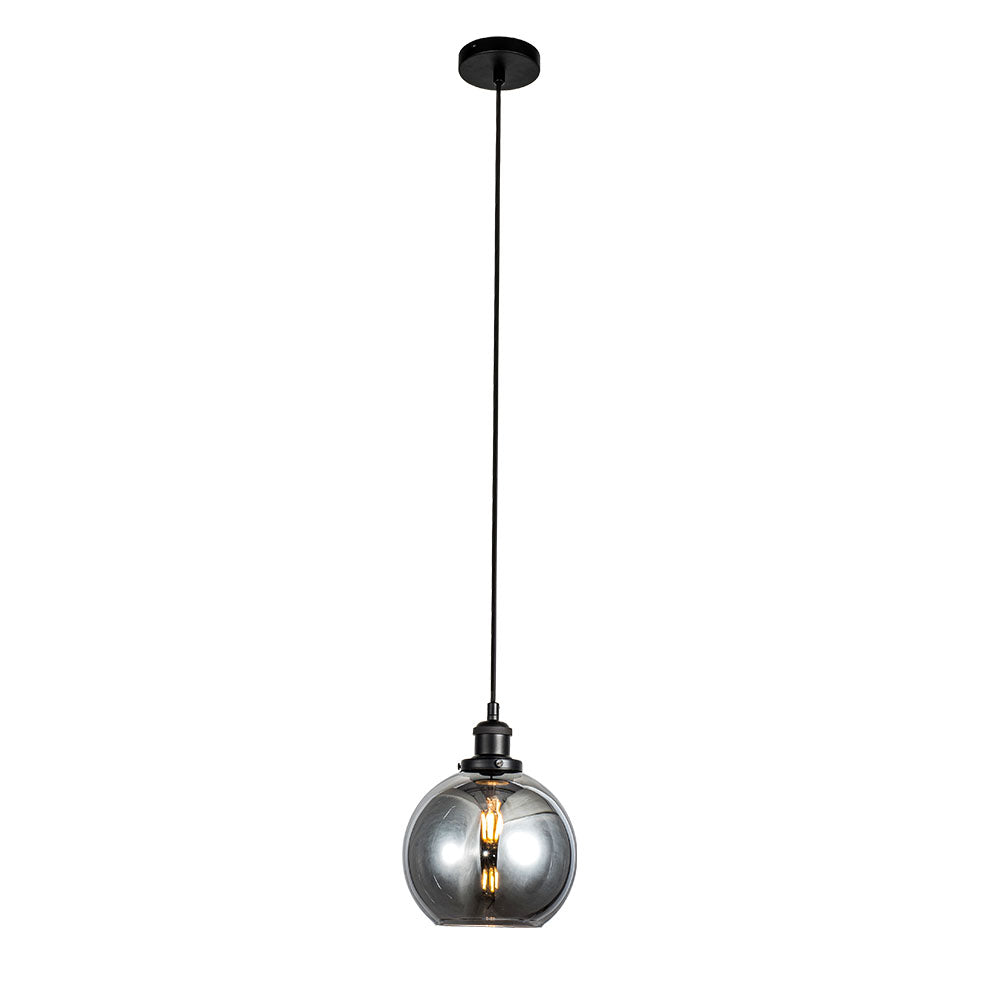 Magnalux Lewis 1 Light Small Glass Ball Pendant Matt Black Part Number - LEW01BLS