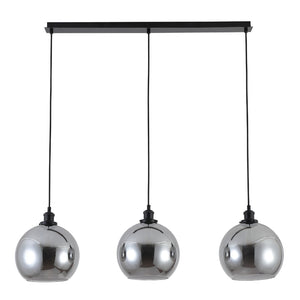Magnalux Lewis 3 Light Bar Small Glass Ball Pendant Matt Black Part Number - LEW03BL