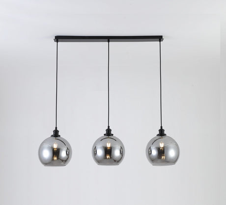 Magnalux Lewis 3 Light Bar Small Glass Ball Pendant Matt Black Part Number - LEW03BL